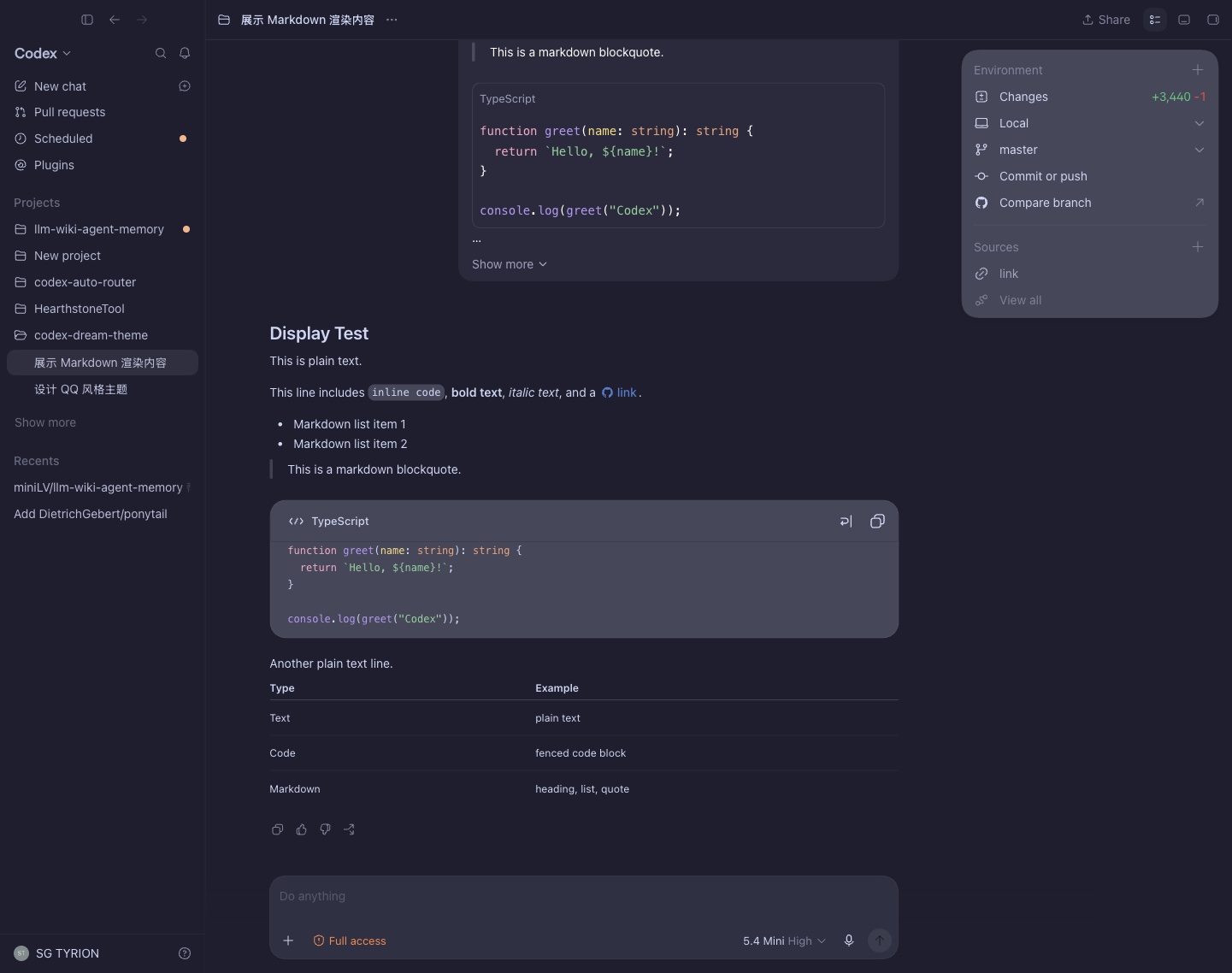Catppuccin theme in Codex
