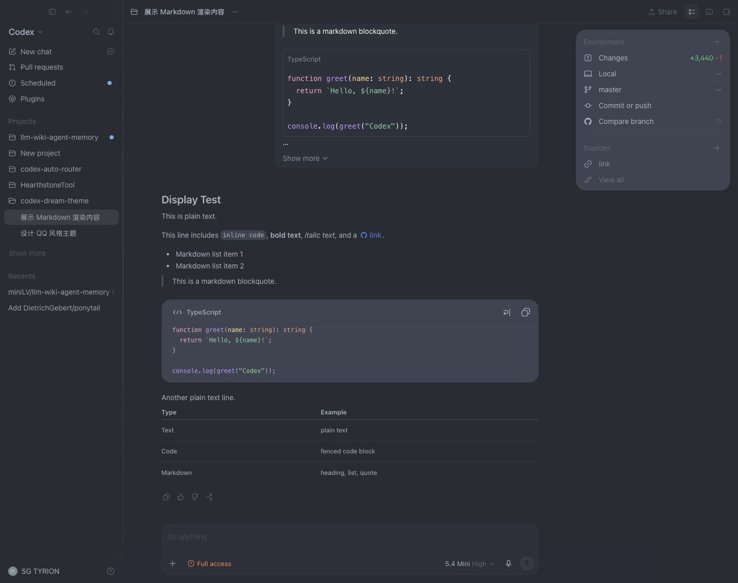 One Dark / Light theme in Codex